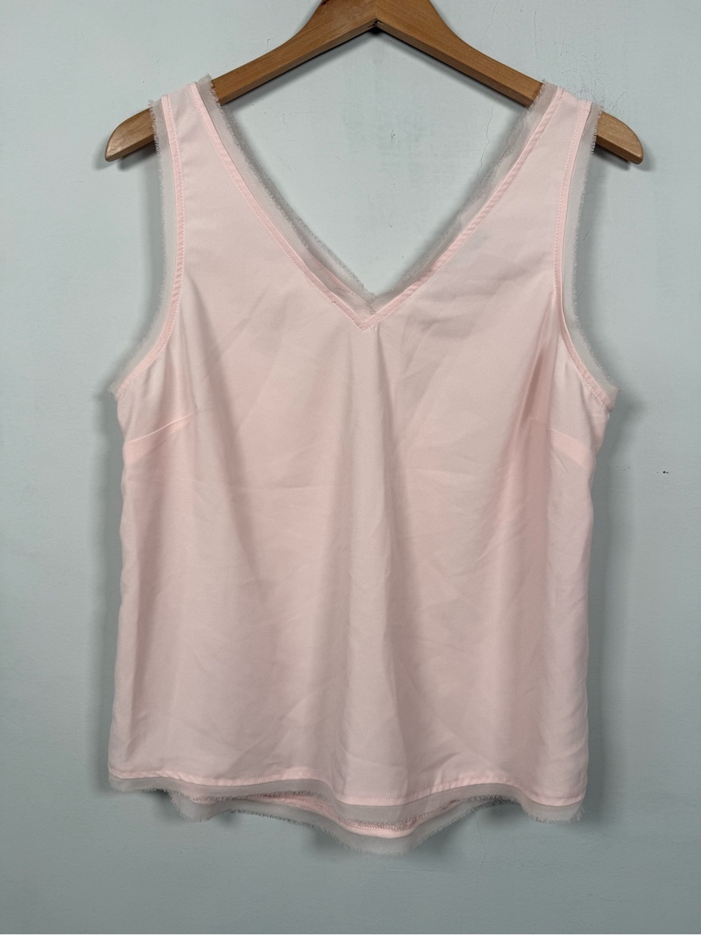 Halogen Raw Hem Crepe Light Pink Tank Top, Size L, Great Condition